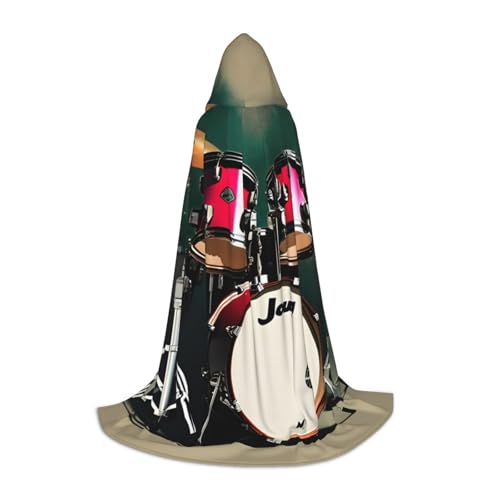 LNNIUK Jazz Drum Print Mittelalter Kapuzenumhang Halloween Renaissance Kostüm Wikinger Stil Ranger Uni Umhang von LNNIUK