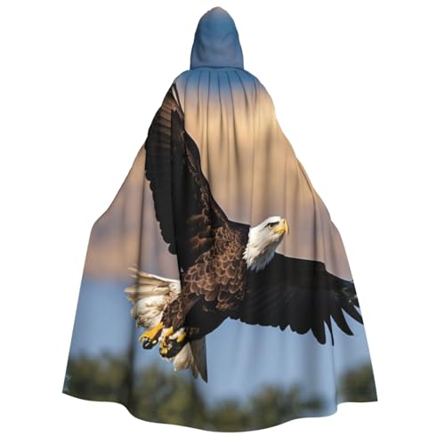 LNNIUK Kapuzenumhang mit fliegendem Adlermotiv, Zauberer, für Damen, Halloween, Hexe, Vampir, Zauberer, Rabe von LNNIUK