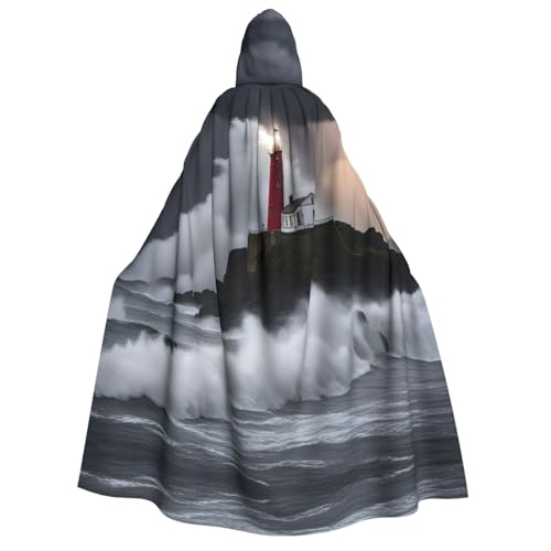 LNNIUK Leuchtturm im Sturm Druck Zauberer Kapuzenmantel mit Kapuze für Damen, Halloween, Hexe, Vampir, Zauberer, Rabe LNNIUK Leuchtturm im Sturm Druck Zauberer Kapuzenmantel mit Kapuze für Damen, Halloween, Hexe, Vampir, Zauberer, Rabe von LNNIUK