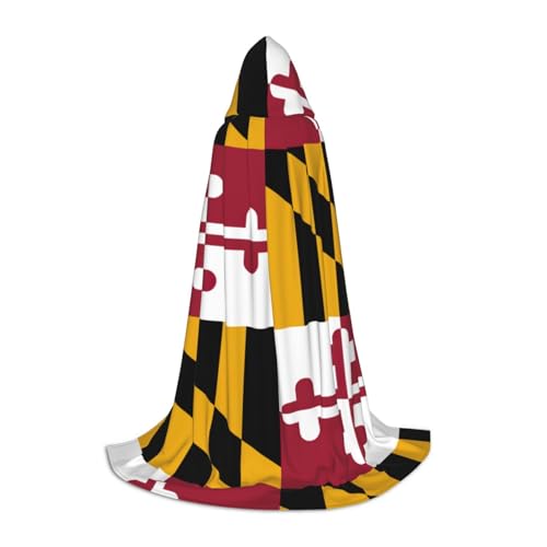 LNNIUK Maryland State Flag Print Mittelalter Kapuzenumhang Halloween Renaissance Kostüm Wikinger Stil Ranger Uni Umhang von LNNIUK