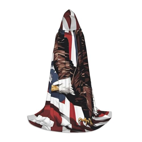 LNNIUK Mittelalterlicher Kapuzenumhang mit Adler mit USA-Flagge, Halloween, Renaissance-Kostüm, Wikinger-Stil, Rangerumhang LNNIUK Mittelalterlicher Kapuzenumhang mit Adler mit USA-Flagge, Halloween, Renaissance-Kostüm, Wikinger-Stil, Rangerumhang von LNNIUK