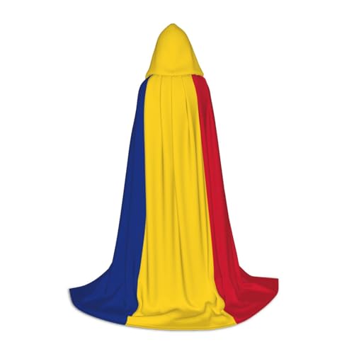 LNNIUK Mittelalterlicher Kapuzenumhang mit Flagge von Rumänien, Halloween, Renaissance-Kostüm, Wikinger-Stil, Rangerumhang, Uni von LNNIUK