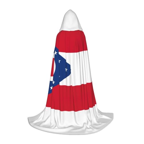 LNNIUK Mittelalterlicher Kapuzenumhang mit Ohio Staatsflagge, Halloween, Renaissance-Kostüm, Wikinger-Stil, Rangerumhang von LNNIUK