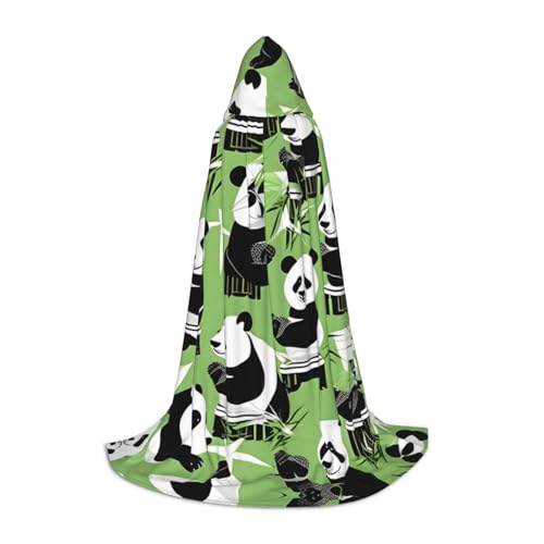 LNNIUK Mittelalterlicher Kapuzenumhang mit Panda-Motiv, Halloween-Renaissance-Kostüm, Wikinger-Stil, Rangerumhang von LNNIUK
