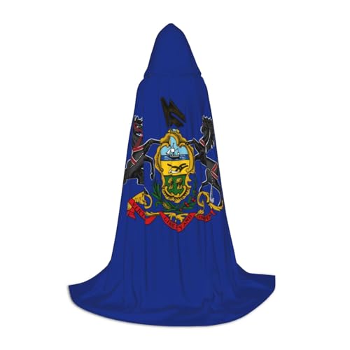 LNNIUK Mittelalterlicher Kapuzenumhang mit Pennsylvania-Staatsflagge, Halloween-Renaissance-Kostüm, Wikinger-Stil, Rangerumhang von LNNIUK