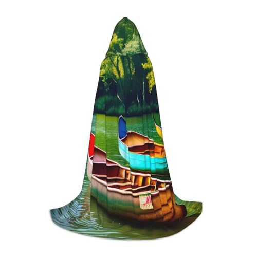 LNNIUK Mittelalterlicher Kapuzenumhang mit See, Boote, Kanus, Park, Halloween, Renaissance-Kostüm, Wikinger-Stil, Rangerumhang, Uni von LNNIUK