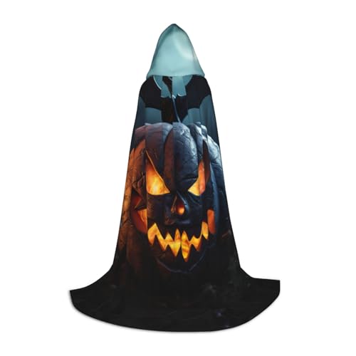 LNNIUK Mittelalterlicher Kapuzenumhang mit Spinne und Kürbis, Halloween-Kostüm, Renaissance-Kostüm, Wikinger-Stil, Rangerumhang, Uni von LNNIUK
