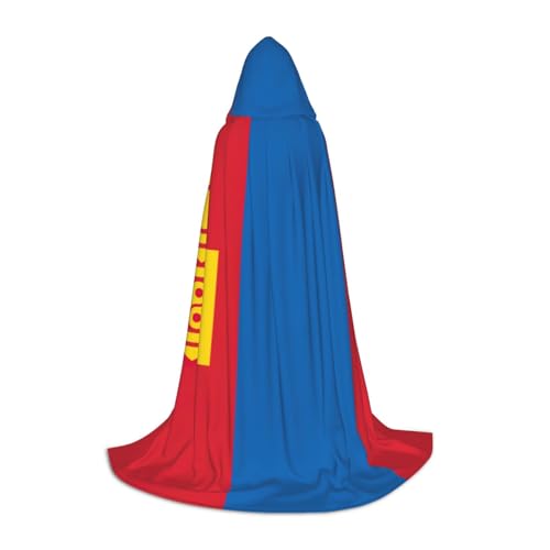 LNNIUK Mittelalterlicher Kapuzenumhang mit mongolischer Flagge, Halloween, Renaissance-Kostüm, Wikinger-Stil, Rangerumhang, Uni von LNNIUK