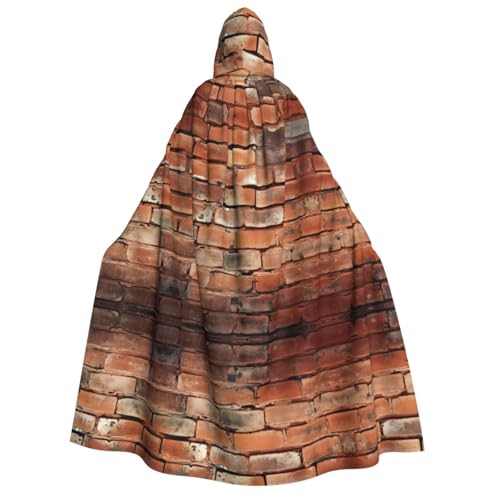 LNNIUK Roter Ziegelstein-Wanddruck, Zauberer, Kapuzenmantel, Umhang für Damen, Halloween, Hexe, Vampir, Zauberer, Rabe von LNNIUK