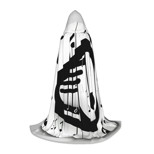 LNNIUK Schwarz-weißer Umhang mit Musiknoten-Druck, mittelalterlicher Kapuzenumhang, Halloween, Renaissance-Kostüm, Wikinger-Stil, Rangerumhang, Uni LNNIUK Schwarz-weißer Umhang mit Musiknoten-Druck, mittelalterlicher Kapuzenumhang, Halloween, Renaissance-Kostüm, Wikinger-Stil, Rangerumhang, Uni von LNNIUK