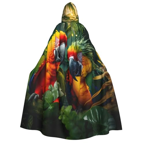 LNNIUK Sommer Papagei Druck Zauberer Kapuzenmantel Kapuzenumhang Umhang für Frauen Halloween Hexe Vampir Zauberer Rabe von LNNIUK