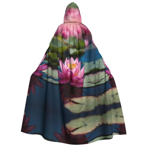 LNNIUK Spirit of the Lotus Print Zauberer Kapuzenmantel mit Kapuze für Damen, Halloween, Hexe, Vampir, Zauberer, Rabe von LNNIUK