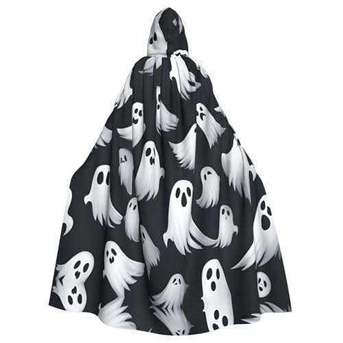 LNNIUK Süßes weißes Geister-Halloween-Muster, 1 Druck, Kapuzenmantel, Umhang, langer Umhang, Cosplay-Kostüm, Halloween, Hexe, Cosplay, Robe für Männer und Frauen LNNIUK Süßes weißes Geister-Halloween-Muster, 1 Druck, Kapuzenmantel, Umhang, langer Umhang, Cosplay-Kostüm, Halloween, Hexe, Cosplay, Robe für Männer und Frauen von LNNIUK