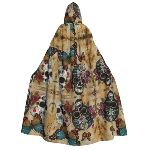 LNNIUK Sugar Skulls Butterfly Print Zauberer Kapuzenmantel mit Kapuze für Damen, Halloween, Hexe, Vampir, Zauberer, Rabe LNNIUK Sugar Skulls Butterfly Print Zauberer Kapuzenmantel mit Kapuze für Damen, Halloween, Hexe, Vampir, Zauberer, Rabe von LNNIUK