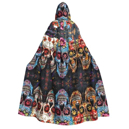 LNNIUK Sugar Skulls Print Zauberer Kapuzenmantel mit Kapuze für Damen, Halloween, Hexe, Vampir, Zauberer, Rabe LNNIUK Sugar Skulls Print Zauberer Kapuzenmantel mit Kapuze für Damen, Halloween, Hexe, Vampir, Zauberer, Rabe von LNNIUK