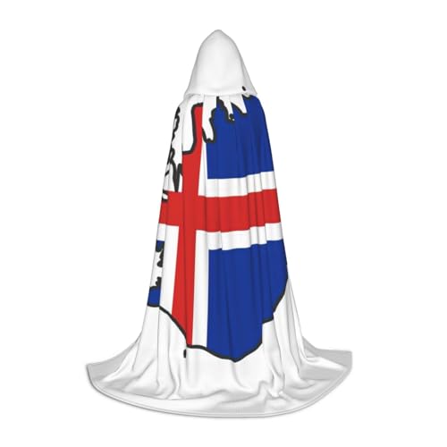 LNNIUK Umhang mit Island-Flagge, mittelalterlicher Kapuzenumhang, Halloween, Renaissance-Kostüm, Wikinger-Stil, Rangerumhang, Uni von LNNIUK