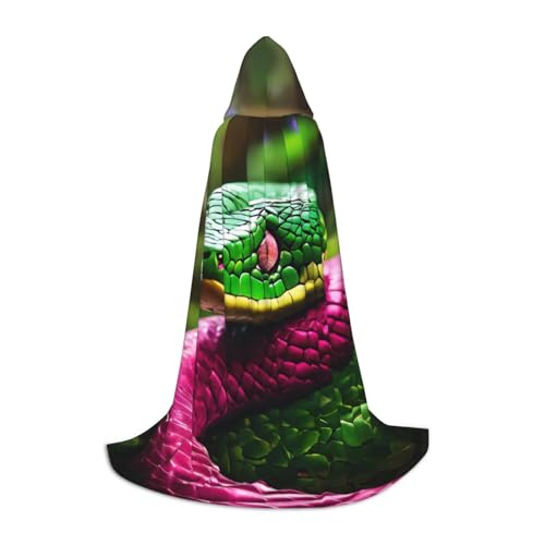 LNNIUK Umhang mit Kapuze, grüner Schlangenprint, Mittelalterlicher Umhang, Halloween, Renaissance-Kostüm, Wikinger-Stil, Ranger Uni Umhang von LNNIUK