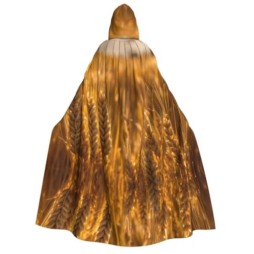 LNNIUK Weizenfelddruck Zauberer Kapuzenmantel mit Kapuze für Damen, Halloween, Hexe, Vampir, Zauberer, Rabe von LNNIUK