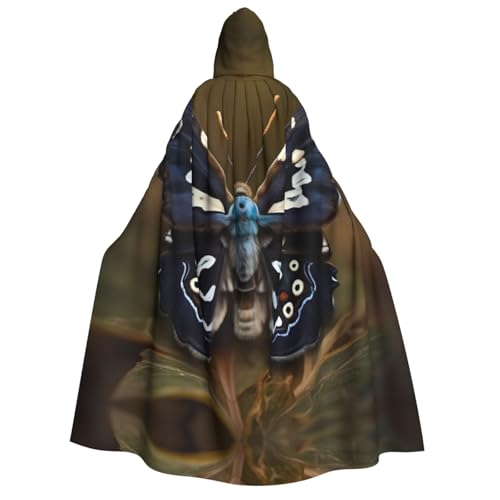LNNIUK Wunderschöner Zauberer-Kapuzenmantel mit Mottenflügeln für Damen, Halloween, Hexe, Vampir, Zauberer, Rabe von LNNIUK
