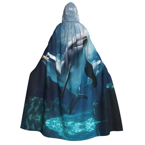 LNNIUK Zauberer Kapuzenmantel mit Delfin-Druck, Umhang für Damen, Halloween, Hexe, Vampir, Zauberer, Rabe LNNIUK Zauberer Kapuzenmantel mit Delfin-Druck, Umhang für Damen, Halloween, Hexe, Vampir, Zauberer, Rabe von LNNIUK