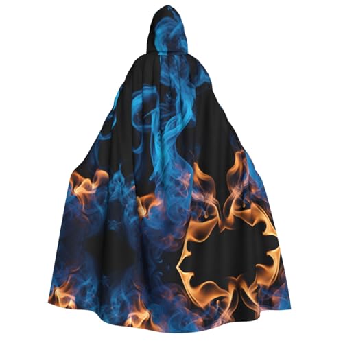 LNNIUK Zauberer Kapuzenmantel mit blauem Flammenaufdruck, für Damen, Halloween, Hexe, Vampir, Zauberer, Rabe LNNIUK Zauberer Kapuzenmantel mit blauem Flammenaufdruck, für Damen, Halloween, Hexe, Vampir, Zauberer, Rabe von LNNIUK