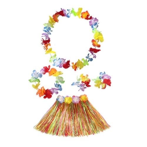 LNNXSZ Hawaii Hula Set 1 Set Kinder/Mädchen Hawaiian Gras Hula Hawaiian Stil Anzug Blumen Rock for Partys Bälle Festivals Und Karneval Liefert (Color : Colorful 1) von LNNXSZ