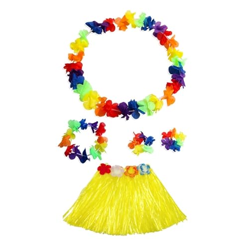 LNNXSZ Hawaii Hula Set 1 Set Kinder/Mädchen Hawaiian Gras Hula Hawaiian Stil Anzug Blumen Rock for Partys Bälle Festivals Und Karneval Liefert (Color : Colorful 2) von LNNXSZ