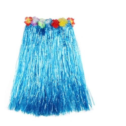 LNNXSZ Hawaii Hula Set 1set Kunststoff Fasern Frauen Gras Röcke Hula-Rock Hawaiian Kostüme 30CM/40/CM60CM/80cm Damen Kleid Up Festliche Party Supplies (Color : Blue, Size : 30cm) von LNNXSZ