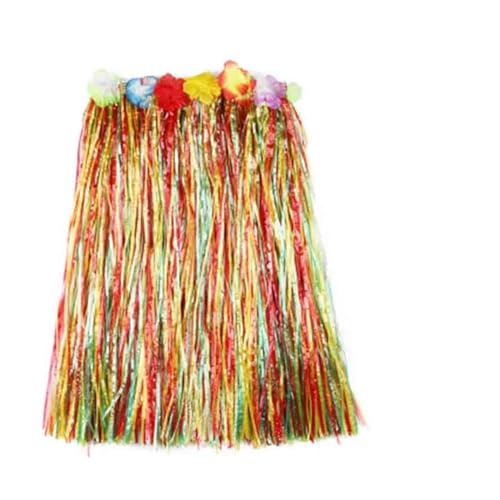 LNNXSZ Hawaii Hula Set 1set Kunststoff Fasern Frauen Gras Röcke Hula-Rock Hawaiian Kostüme 30CM/40/CM60CM/80cm Damen Kleid Up Festliche Party Supplies (Color : Color, Size : 40cm) von LNNXSZ