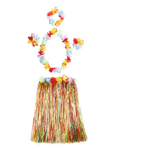 LNNXSZ Hawaii Hula Set 1set Kunststoff Fasern Frauen Gras Röcke Hula-Rock Hawaiian Kostüme 30CM/40/CM60CM/80cm Damen Kleid Up Festliche Party Supplies (Color : Color garland, Size : 30cm) von LNNXSZ