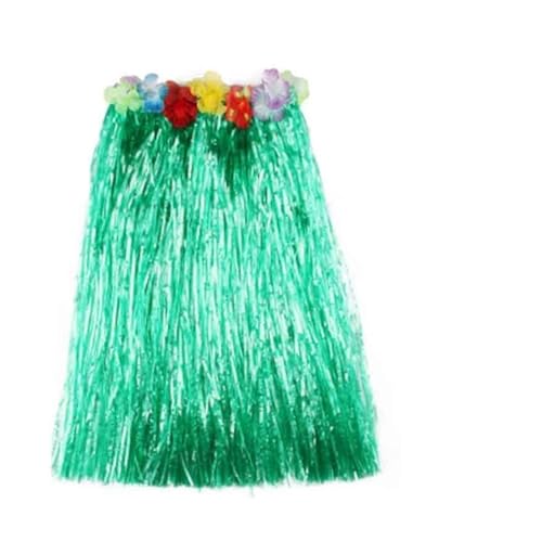 LNNXSZ Hawaii Hula Set 1set Kunststoff Fasern Frauen Gras Röcke Hula-Rock Hawaiian Kostüme 30CM/40/CM60CM/80cm Damen Kleid Up Festliche Party Supplies (Color : Green, Size : 30cm) von LNNXSZ