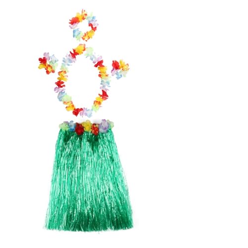 LNNXSZ Hawaii Hula Set 1set Kunststoff Fasern Frauen Gras Röcke Hula-Rock Hawaiian Kostüme 30CM/40/CM60CM/80cm Damen Kleid Up Festliche Party Supplies (Color : Green garland, Size : 30cm) von LNNXSZ