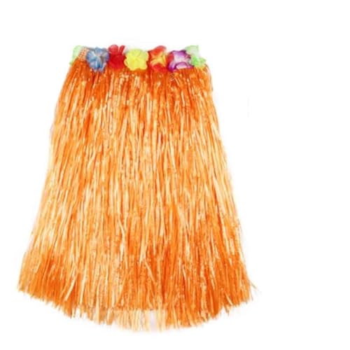 LNNXSZ Hawaii Hula Set 1set Kunststoff Fasern Frauen Gras Röcke Hula-Rock Hawaiian Kostüme 30CM/40/CM60CM/80cm Damen Kleid Up Festliche Party Supplies (Color : Orange, Size : 30cm) von LNNXSZ