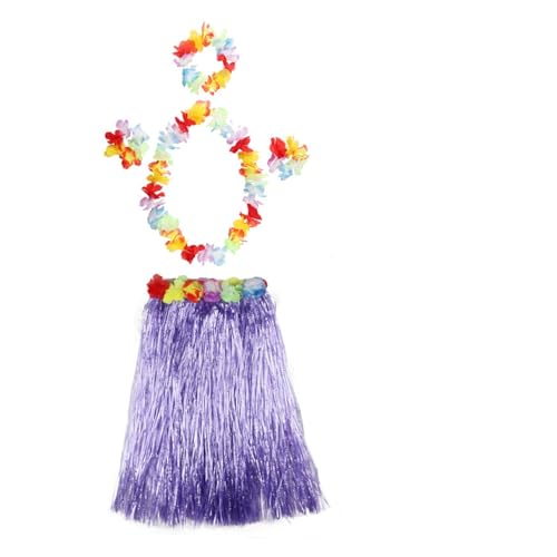 LNNXSZ Hawaii Hula Set 1set Kunststoff Fasern Frauen Gras Röcke Hula-Rock Hawaiian Kostüme 30CM/40/CM60CM/80cm Damen Kleid Up Festliche Party Supplies (Color : Purple garland, Size : 30cm) von LNNXSZ
