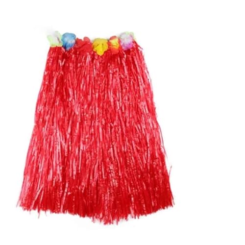LNNXSZ Hawaii Hula Set 1set Kunststoff Fasern Frauen Gras Röcke Hula-Rock Hawaiian Kostüme 30CM/40/CM60CM/80cm Damen Kleid Up Festliche Party Supplies (Color : Red, Size : 30cm) von LNNXSZ