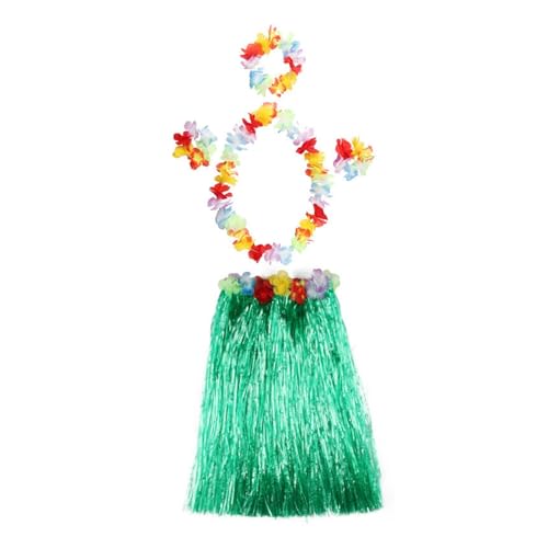 LNNXSZ Hawaii Hula Set 5 Stück Hawaiian Fancy Grass Rock Arm- und Beinbänder Kostüm Hula Rock Hawaiian Party Zubehör Dress Up Festliche Party Supplies (Color : Green) von LNNXSZ