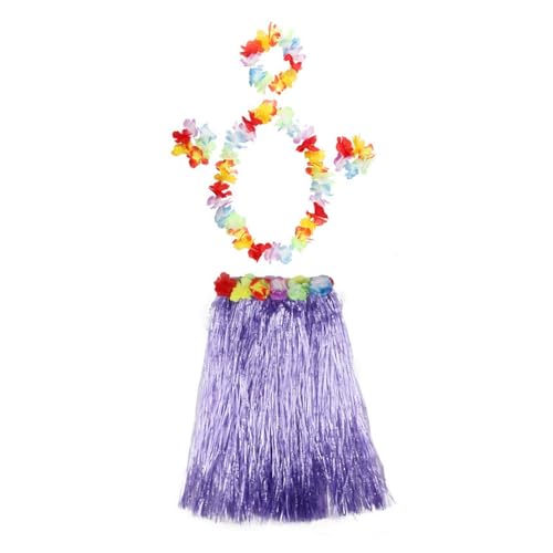 LNNXSZ Hawaii Hula Set 5 Stück Hawaiian Fancy Grass Rock Arm- und Beinbänder Kostüm Hula Rock Hawaiian Party Zubehör Dress Up Festliche Party Supplies (Color : Purple) von LNNXSZ