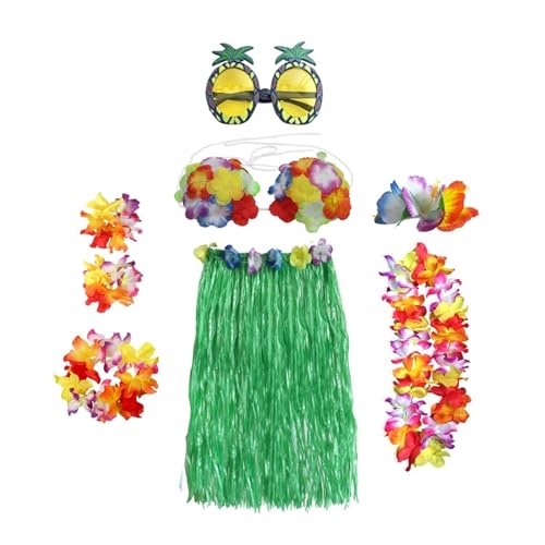 LNNXSZ Hawaii Hula Set 60 cm/80 cm 8 Stücke Kunststofffasern mädchen Frau Hawaiian Rock Gras kostüm Blumenrock Hula-tanzkleid Party Hawaii Strand (Color : Upgrade 3, Size : 60cm) von LNNXSZ