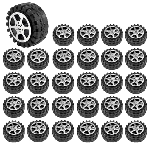 LNQ LUNIQI 30 Stück RC Autoreifen 42mm Autoräder Spielzeug Miniatur Autoreifen Spielzeugauto Räder Spielzeug Rad LKW Auto Modell Rad Reifen für Spielzeug RC Auto LKW Ersatzteile von LNQ LUNIQI