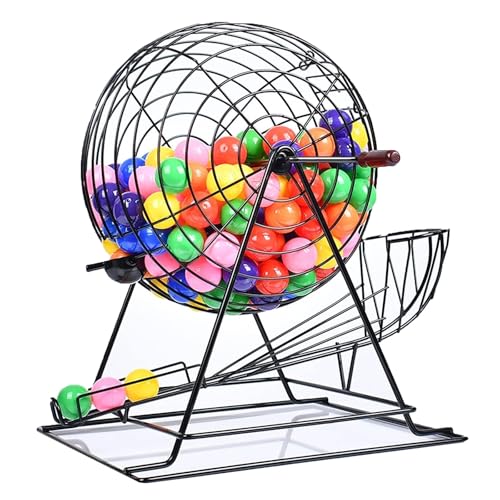 LNQKJXIIA Manuelle Lotteriemaschine mit 100 Kugeln, 13-Zoll-Metallkäfig und großem Drehteller for Spiele in großen Gruppen(Grey) von LNQKJXIIA