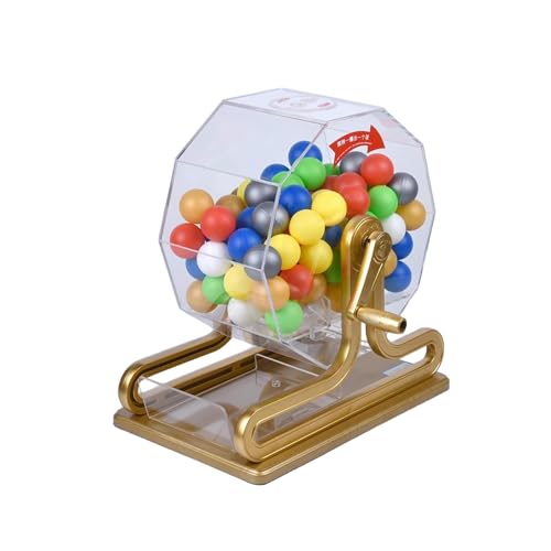 LNQKJXIIA Professionelles Bingo-Spielset mit Handkurbel – manuelle Lotteriemaschine for 100 Kugeln, ideal for große Gruppen, Partys(Gold 1) von LNQKJXIIA