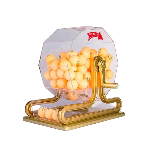 LNQKJXIIA Professionelles Bingo-Spielset mit Handkurbel – manuelle Lotteriemaschine for 100 Kugeln, ideal for große Gruppen, Partys(Gold 2) von LNQKJXIIA