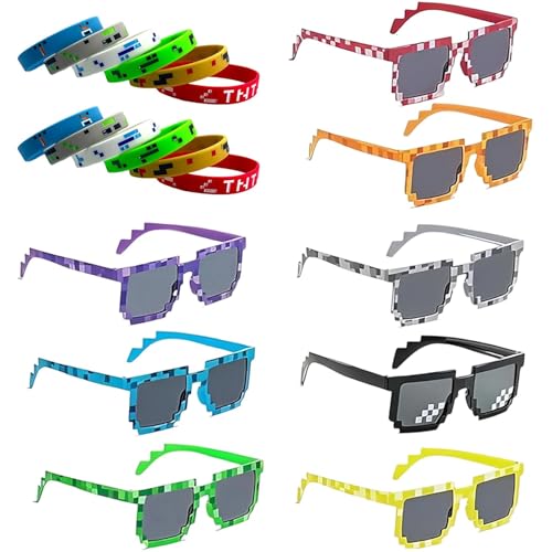 LNSYSNS 8 Stück Witzige Sonnenbrillen, Sonnenbrille Lustig, Bunt Party Sonnenbrille, Pixel-Design Festival Brille, mit 12 Armbändern, für Geburtstag, Mottoparty, Musikfestival LNSYSNS 8 Stück Witzige Sonnenbrillen, Sonnenbrille Lustig, Bunt Party Sonnenbrille, Pixel-Design Festival Brille, mit 12 Armbändern, für Geburtstag, Mottoparty, Musikfestival von LNSYSNS