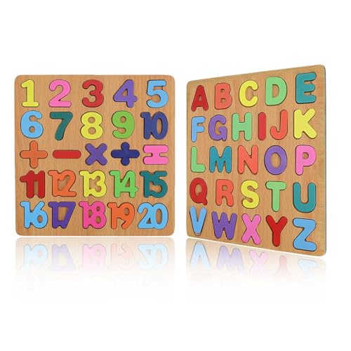 LNSYSNS Puzzle Spielzeug Buchstaben und Zahlen, 2 Holz Alphabet Zahlen Puzzle Board, ABC Bunte Alphanumerische Puzzleteile, für Kleinkinder und Vorschulkinder LNSYSNS Puzzle Spielzeug Buchstaben und Zahlen, 2 Holz Alphabet Zahlen Puzzle Board, ABC Bunte Alphanumerische Puzzleteile, für Kleinkinder und Vorschulkinder von LNSYSNS