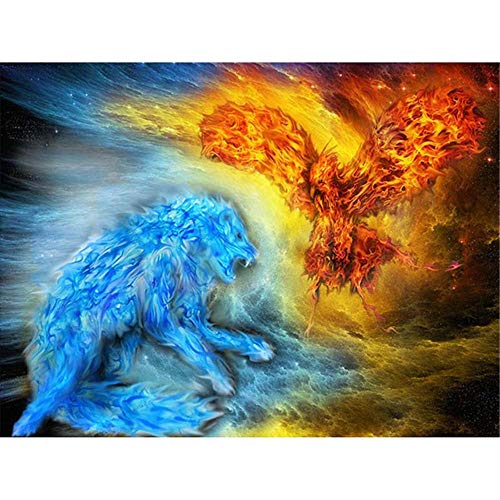 2000-teiliges Puzzle für Erwachsene – Blauer Wolf und roter Vogel, Puzzle mit Teilen in Einheitsgröße, 70X100cm von LNTYW