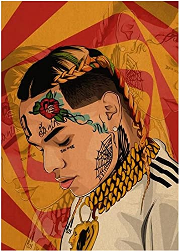 PapierPuzzle 1000 Teile Hip Hop Rapper 6Ix9Ine Puzzles Lernspielzeug für Erwachsene Geburtstagsgeschenk50x70cm von LNTYW