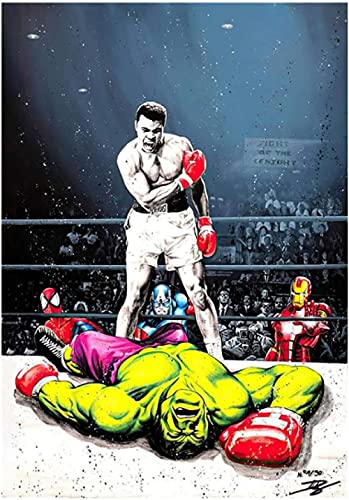 Puzzle 2000 Teile Muhammad Ali gegen Hulk an der Wand Kunst Boxen Poster für PapierSpielzeug für Erwachsene Dekompressionsspiel70x100cm von LNTYW