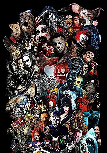 LNTYW Horrorfilme Icons Puzzle - Puzzle für Erwachsene und Kinder - 2000 Teile, 70x100cm, Klassisch, Spannungsspiel, 1 Set, 2000 Stück, ab 14 Jahren von LNTYW