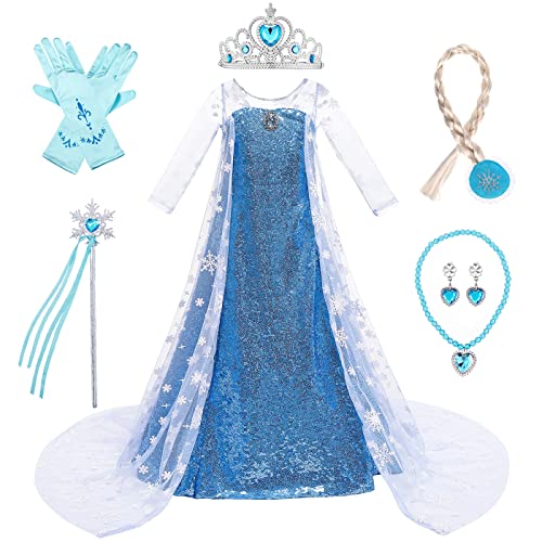 LOBTY Mädchen ELSA Prinzessin Kleid mit Accessoires Krone Halskette Handschuhe Schneekönigin Verkleidung Weihnachten Geburtstag Party Halloween Karneval Cosplay Kinder Prinzessin Kleid LOBTY Mädchen ELSA Prinzessin Kleid mit Accessoires Krone Halskette Handschuhe Schneekönigin Verkleidung Weihnachten Geburtstag Party Halloween Karneval Cosplay Kinder Prinzessin Kleid von LOBTY