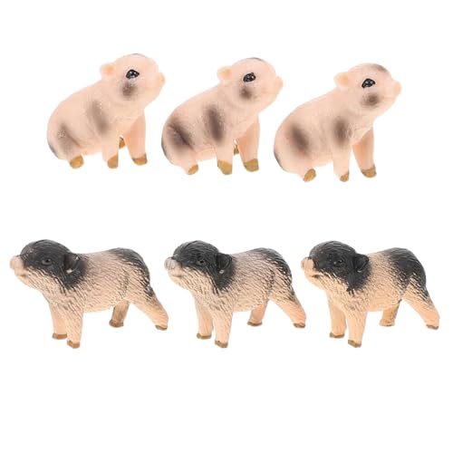 LOEFLIFA 6 Stück Teiliges Resin Schweine Figuren Realistische Miniatur Schwein Statuen Pädagogisches Bauernhoftier Dekorativ für Schreibtisch und Micro Landschaft von LOEFLIFA
